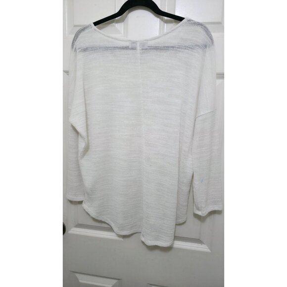 Olive & Oak White Knit Long Sleeve Women's Top L Lightweight Rayon/Polyester Ble - Picture 3 of 7